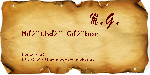 Máthé Gábor névjegykártya